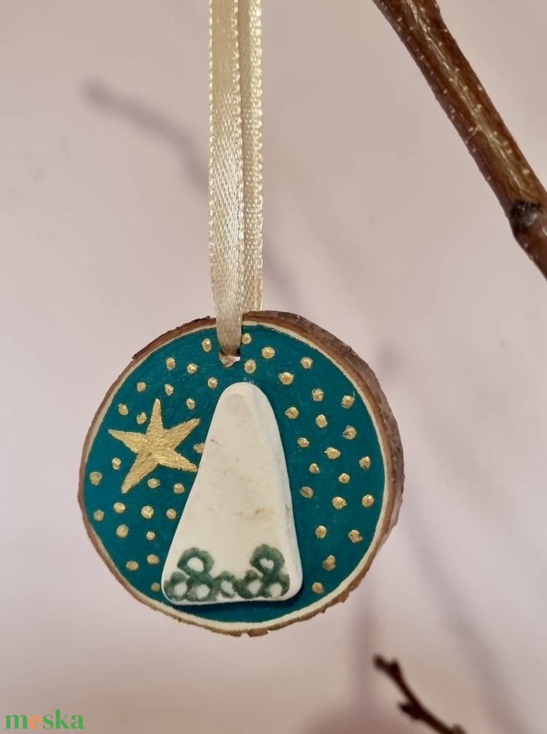 Valódi tengeri kerámiából készült, kézzel festett dísz. - karácsony - karácsonyi lakásdekoráció - karácsonyfadíszek - Meska.hu