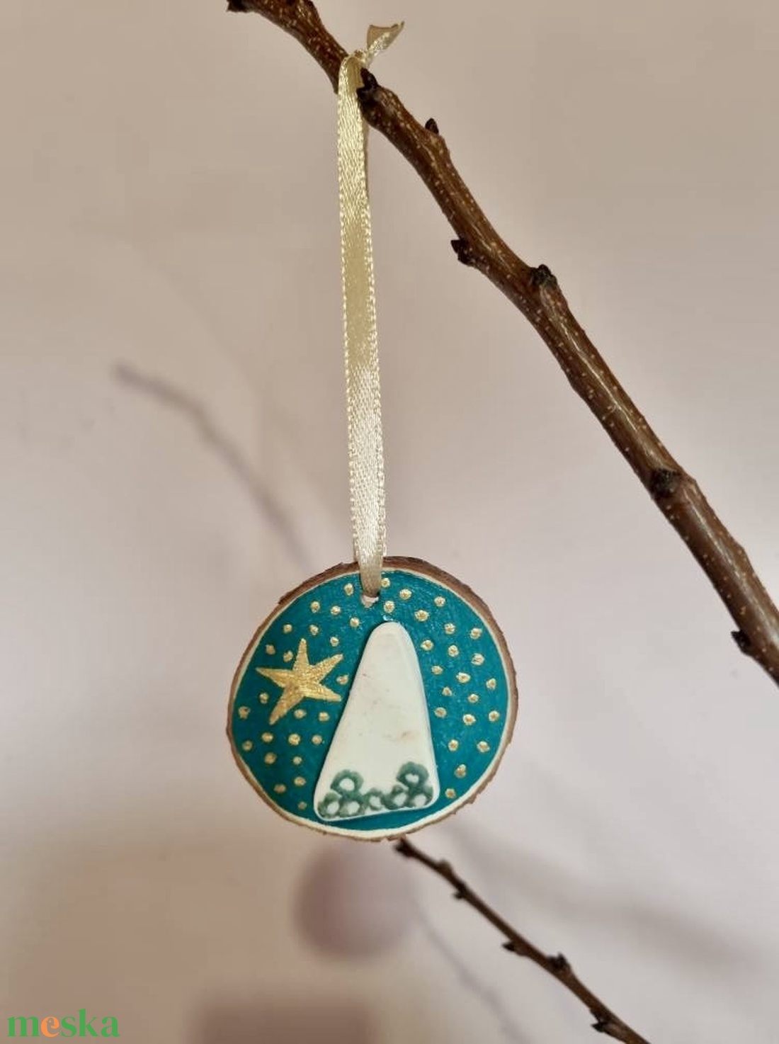 Valódi tengeri kerámiából készült, kézzel festett dísz. - karácsony - karácsonyi lakásdekoráció - karácsonyfadíszek - Meska.hu