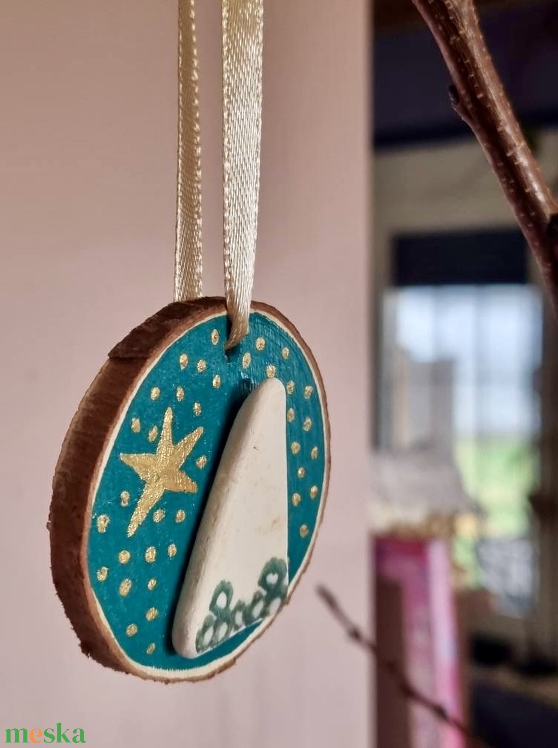 Valódi tengeri kerámiából készült, kézzel festett dísz. - karácsony - karácsonyi lakásdekoráció - karácsonyfadíszek - Meska.hu