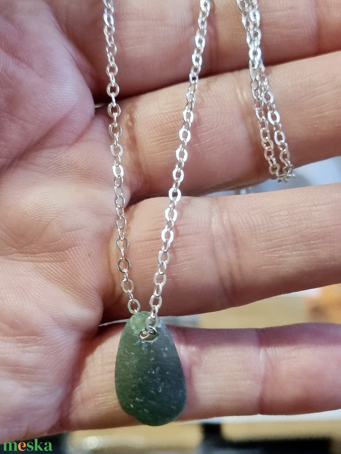 Valódi tengeri üvegből készült nyaklánc.  - ékszer - nyaklánc - medálos nyaklánc - Meska.hu