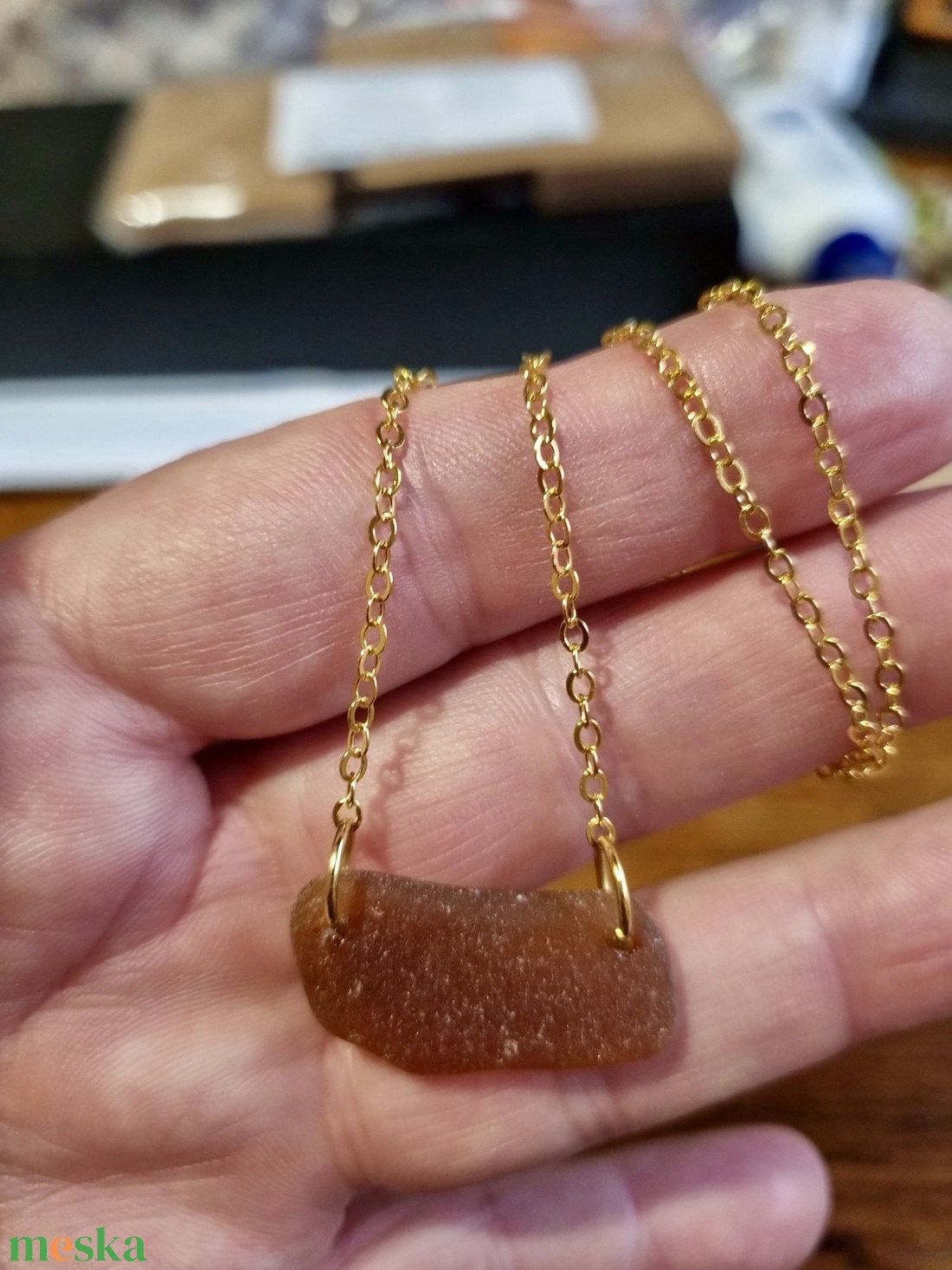 Valódi tengeri üvegből készült nyaklánc.  - ékszer - nyaklánc - medálos nyaklánc - Meska.hu