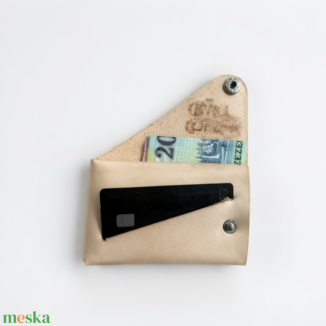 Elegáns minimalista bőr pénztárca - táska & tok - pénztárca & más tok - kártyatartó & irattartó - Meska.hu