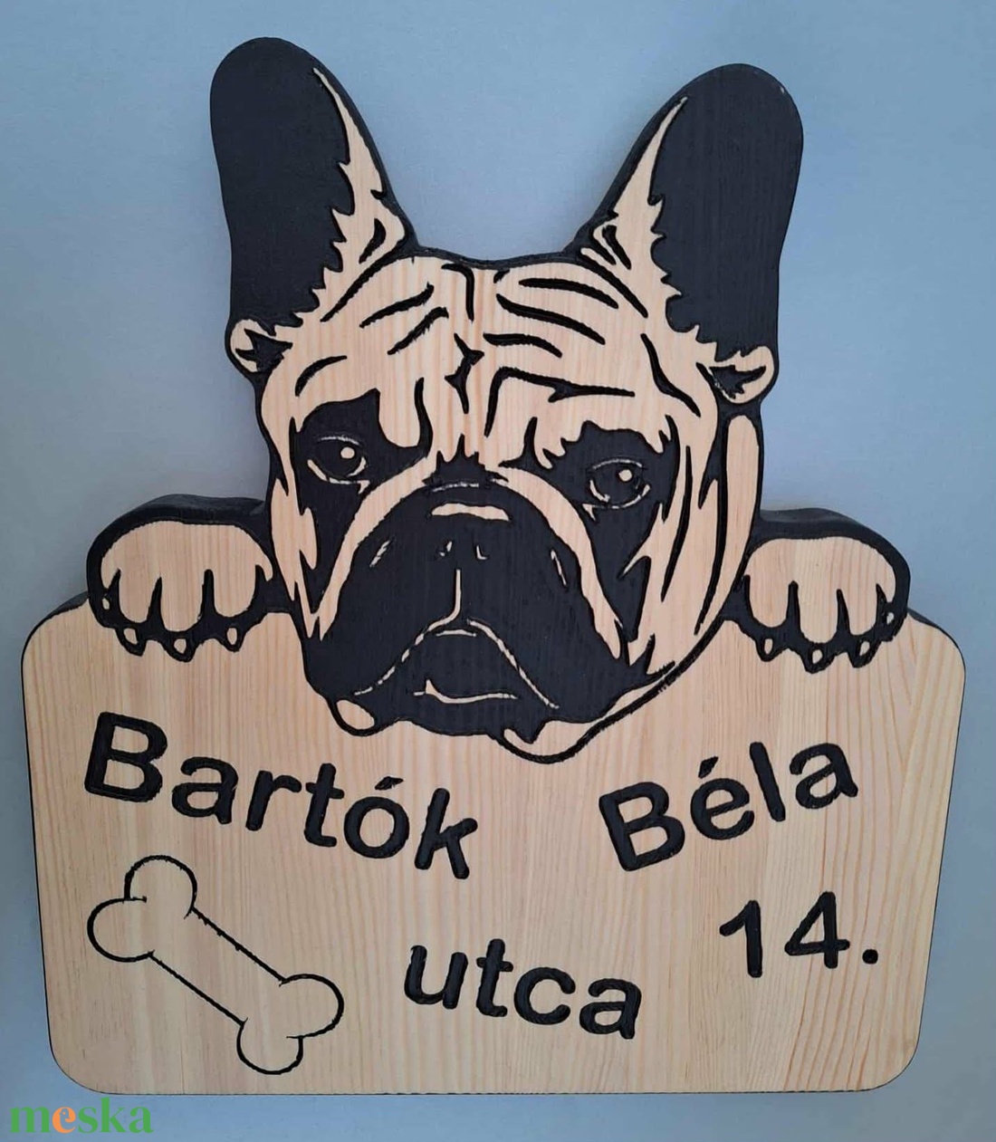 Francia Bulldogos házszámtábla - otthon & életmód - ház & kert - házszám - Meska.hu