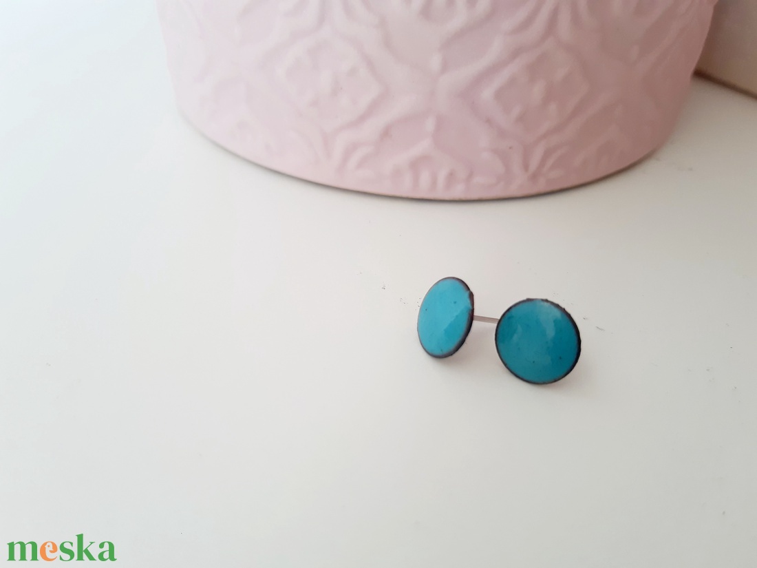 Pötty fülbevaló, türkizkék - ékszer - fülbevaló - pötty fülbevaló - Meska.hu