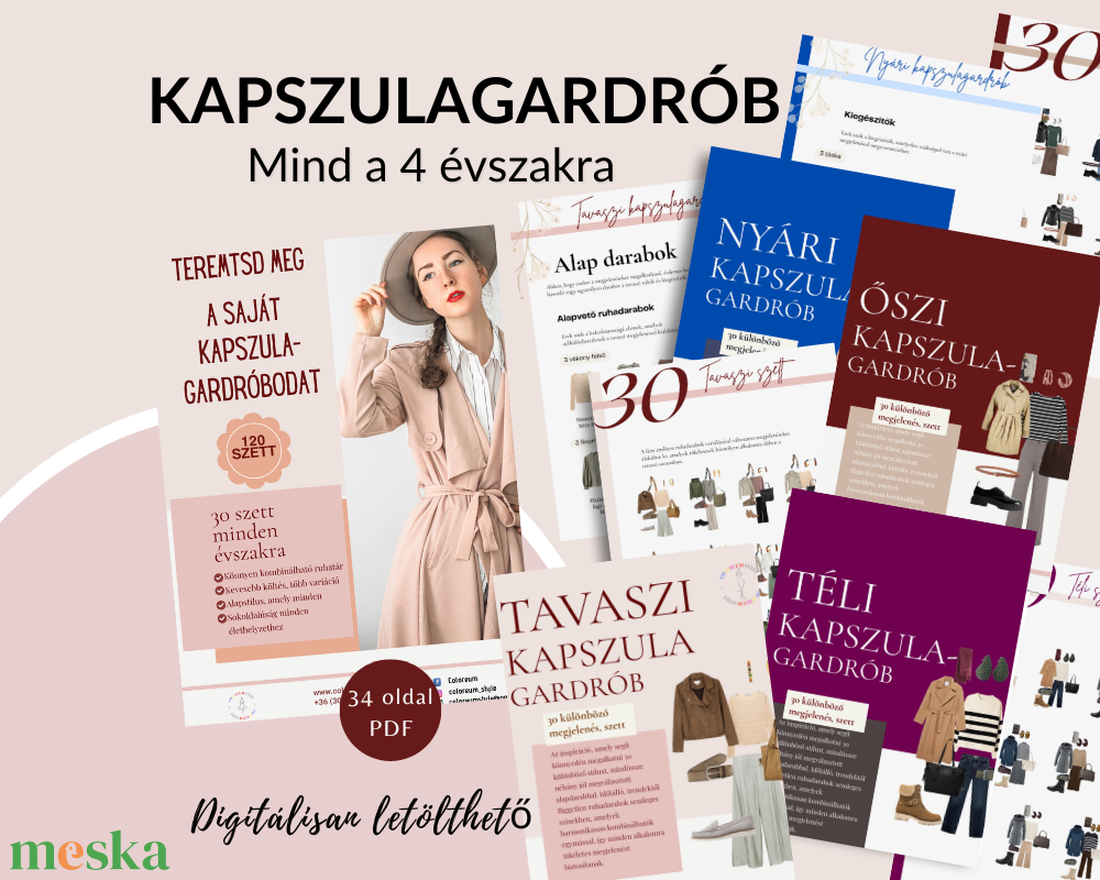4 évszakos kapszulagardrób  120 klasszikus női szett, kiegészítőkkel, stylist által összeállítva - könyv & zene - könyv - Meska.hu