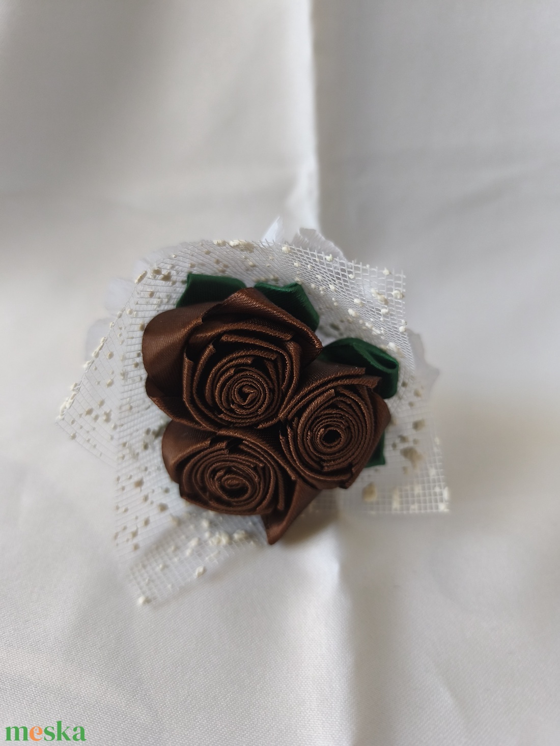 Elegáns szalag rózsa csokor - otthon & életmód - dekoráció - asztal és polc dekoráció - asztaldísz - Meska.hu