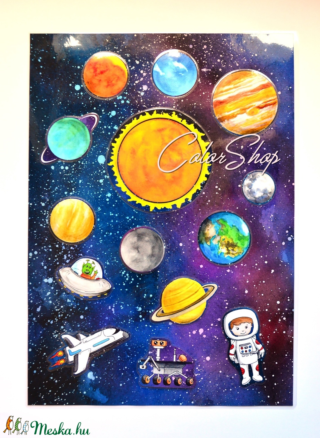 Óriás GALAXIS hűtőmágnes készlet A3-as háttérrel -  - Meska.hu