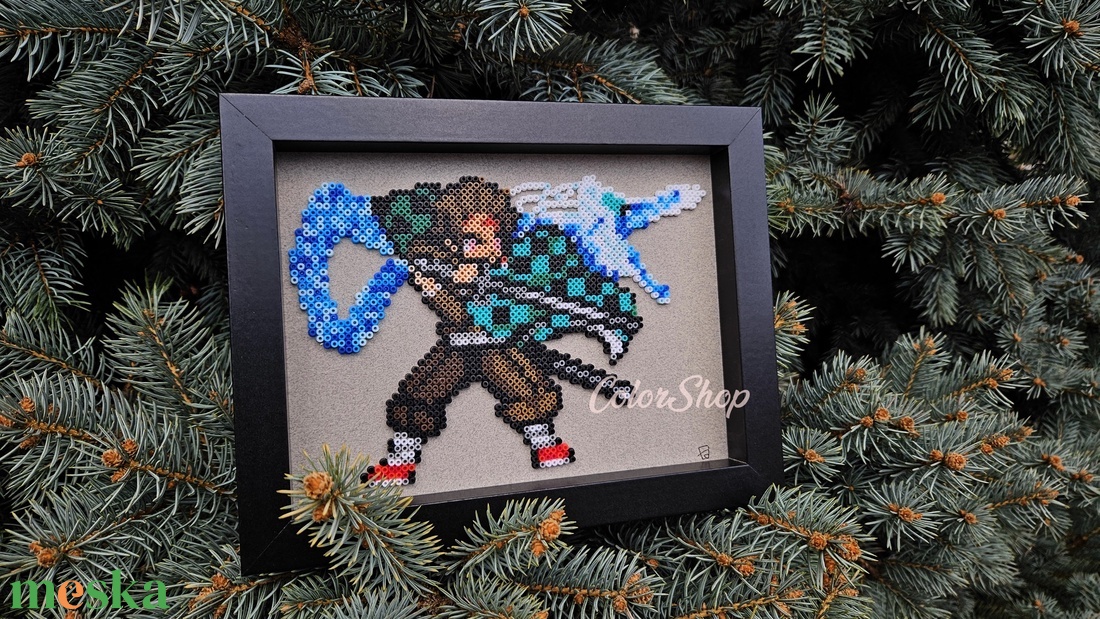 TANJIRO (Demon Slayer) pixel art kép - otthon & életmód - dekoráció - kép & falikép - 3d képek - Meska.hu