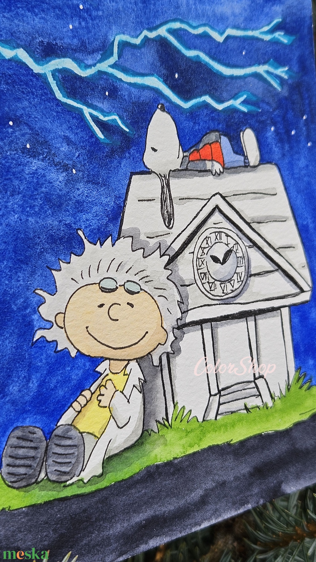 Vissza a jövőbe Snoopyval - eredeti akvarell - művészet - festmény - akvarell - Meska.hu