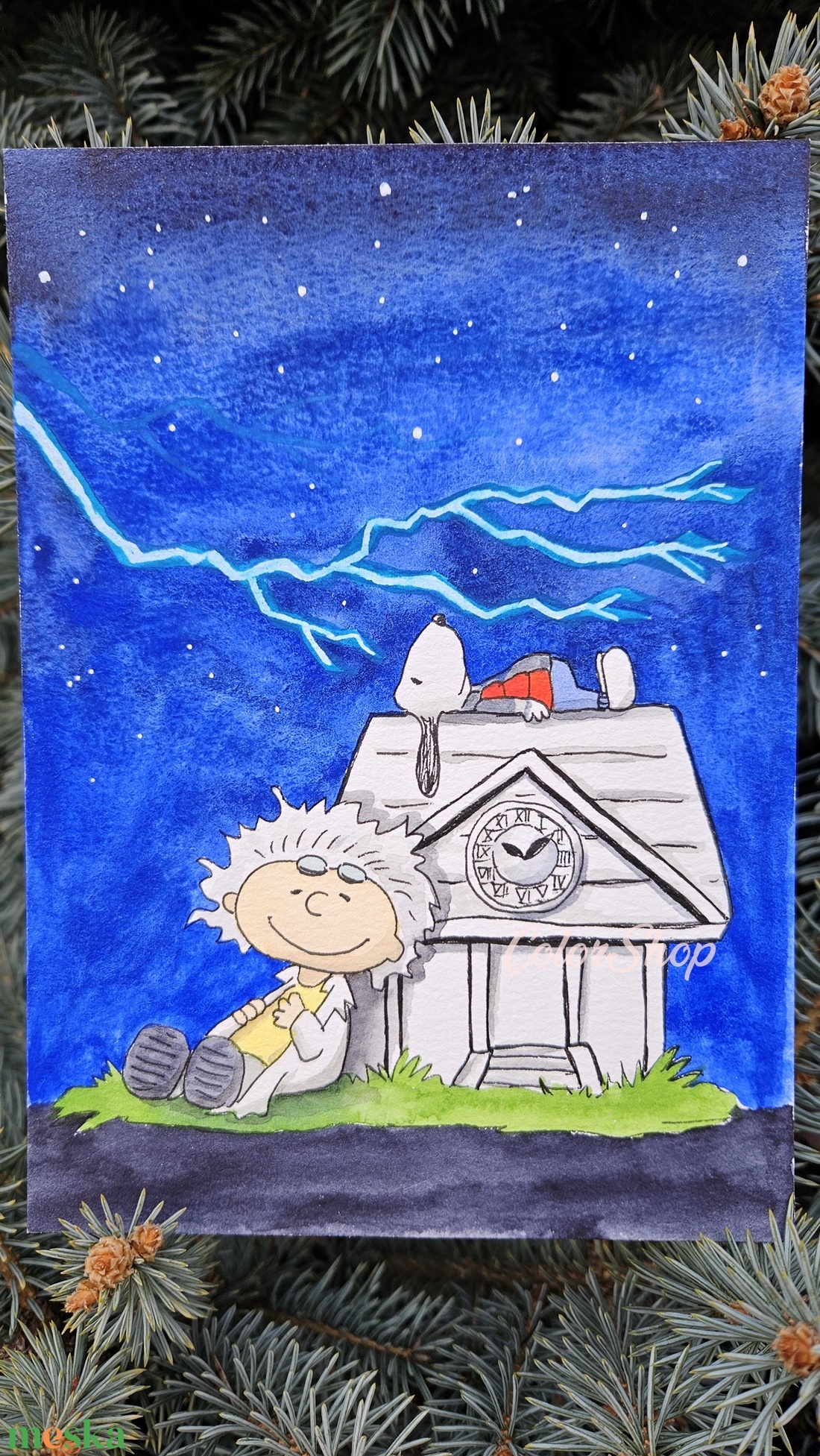 Vissza a jövőbe Snoopyval - eredeti akvarell - művészet - festmény - akvarell - Meska.hu