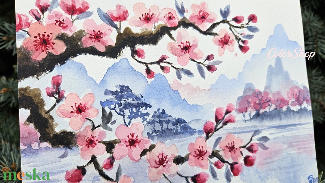 Japán tavasz - eredeti akvarell - művészet - festmény - akvarell - Meska.hu