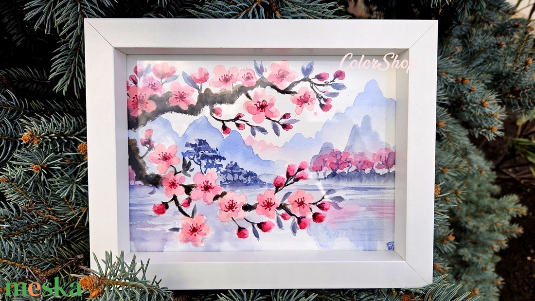 Japán tavasz - eredeti akvarell - művészet - festmény - akvarell - Meska.hu