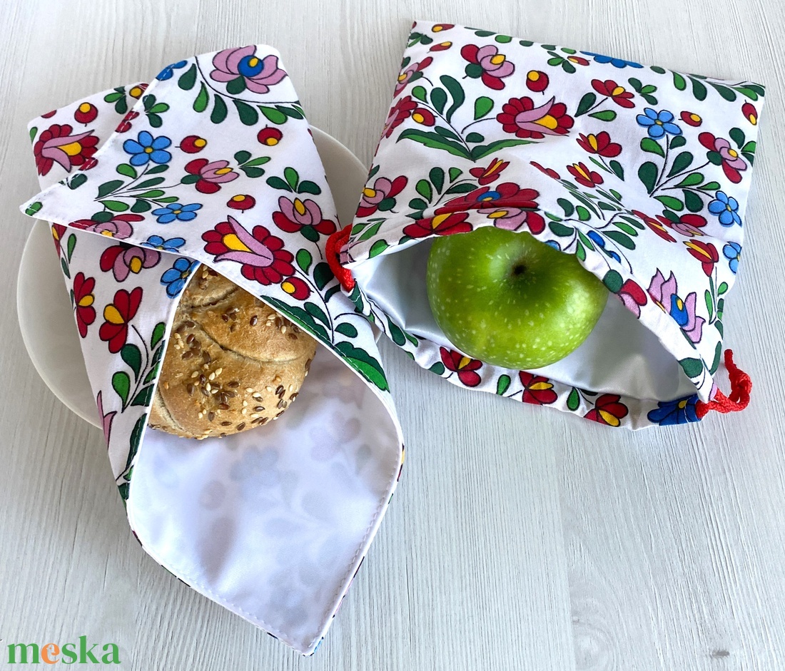 Újra szett - Újraszalvéta és Nasizacsi  M Méret - Kalocsai mintás - otthon & életmód - konyhafelszerelés, tálalás - konyhai textil - szalvéta - Meska.hu