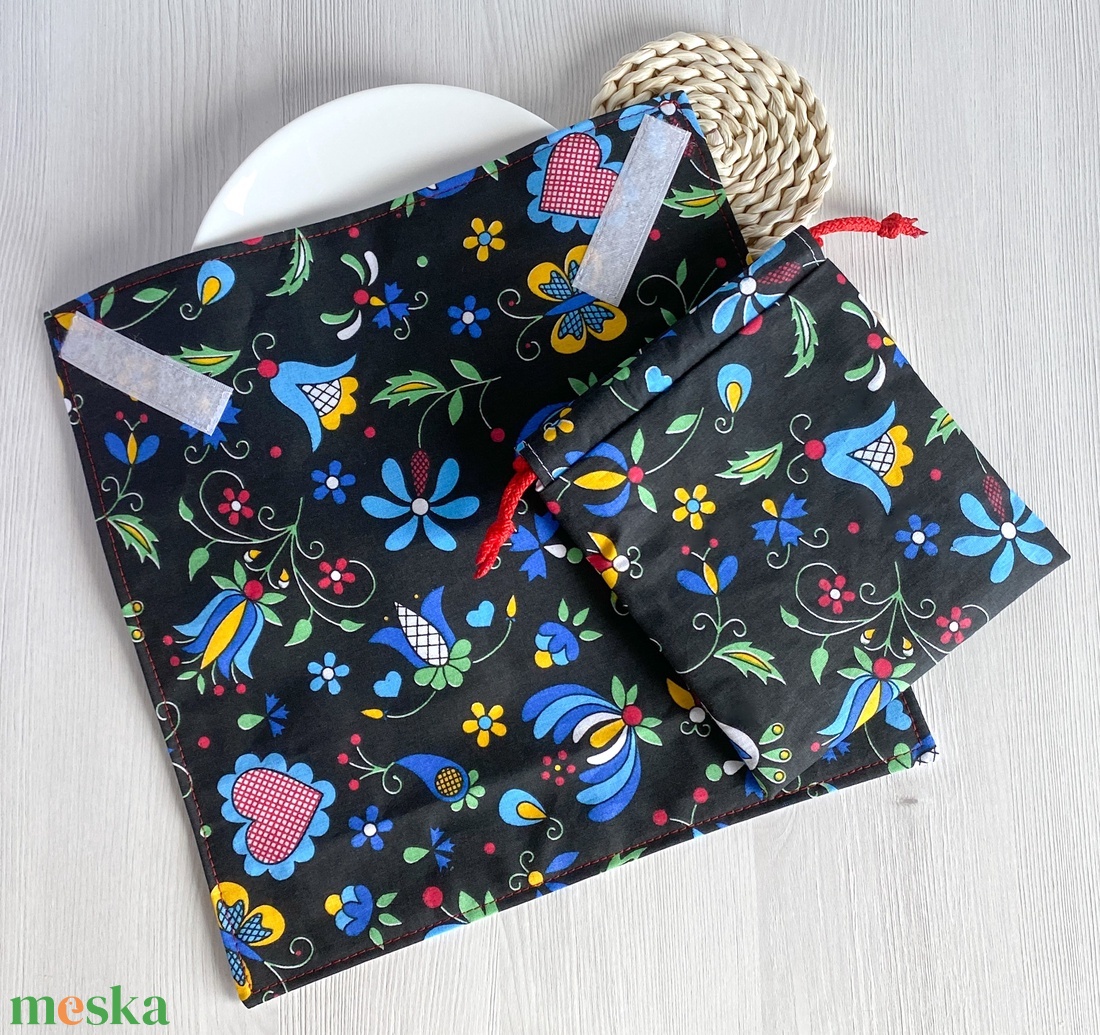 Újra szett - Újraszalvéta és Nasizacsi  S Méret - Népi mintás - otthon & életmód - konyhafelszerelés, tálalás - konyhai textil - szalvéta - Meska.hu