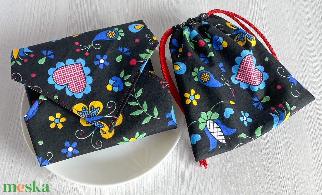Újra szett - Újraszalvéta és Nasizacsi  S Méret - Népi mintás - otthon & életmód - konyhafelszerelés, tálalás - konyhai textil - szalvéta - Meska.hu