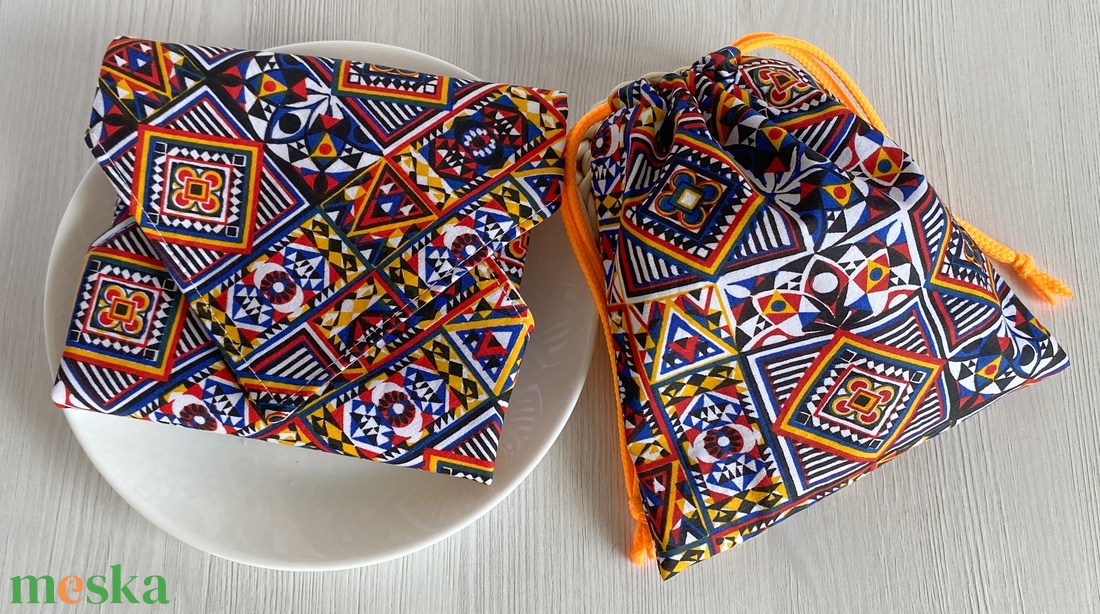 Újra szett - Újraszalvéta és Nasizacsi  S Méret - Mozaik mintás - otthon & életmód - konyhafelszerelés, tálalás - konyhai textil - szalvéta - Meska.hu