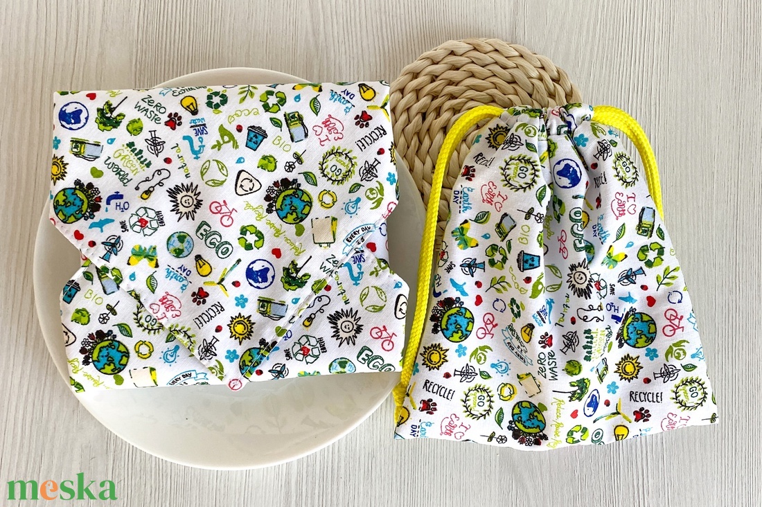 Újra szett - Újraszalvéta és Nasizacsi  S Méret - ECO minta - otthon & életmód - konyhafelszerelés, tálalás - konyhai textil - szalvéta - Meska.hu