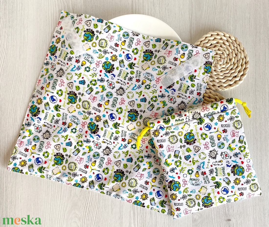 Újra szett - Újraszalvéta és Nasizacsi  S Méret - ECO minta - otthon & életmód - konyhafelszerelés, tálalás - konyhai textil - szalvéta - Meska.hu