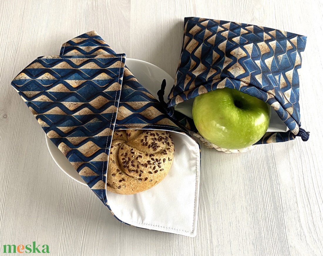 Gyűrődésmentes, vízlepergető Újraszalvéta és Nasizacsi - Hullámzó rombusz - otthon & életmód - konyhafelszerelés, tálalás - konyhai textil - szalvéta - Meska.hu
