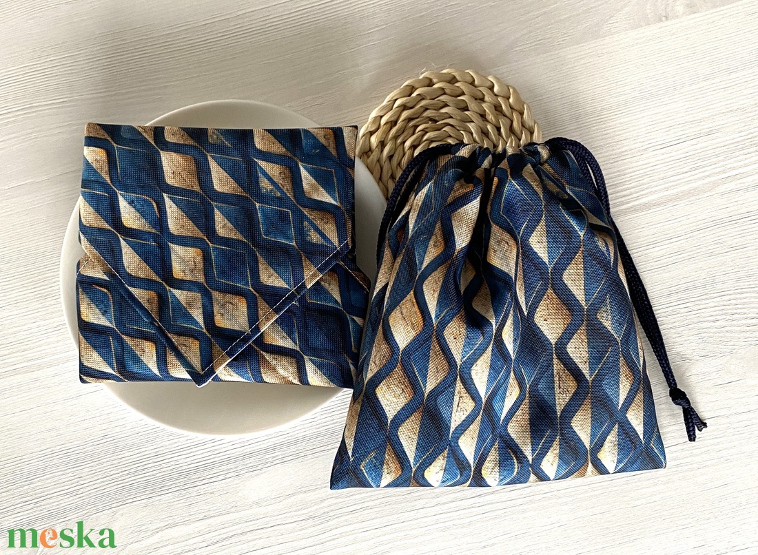 Gyűrődésmentes, vízlepergető Újraszalvéta és Nasizacsi - Hullámzó rombusz - otthon & életmód - konyhafelszerelés, tálalás - konyhai textil - szalvéta - Meska.hu