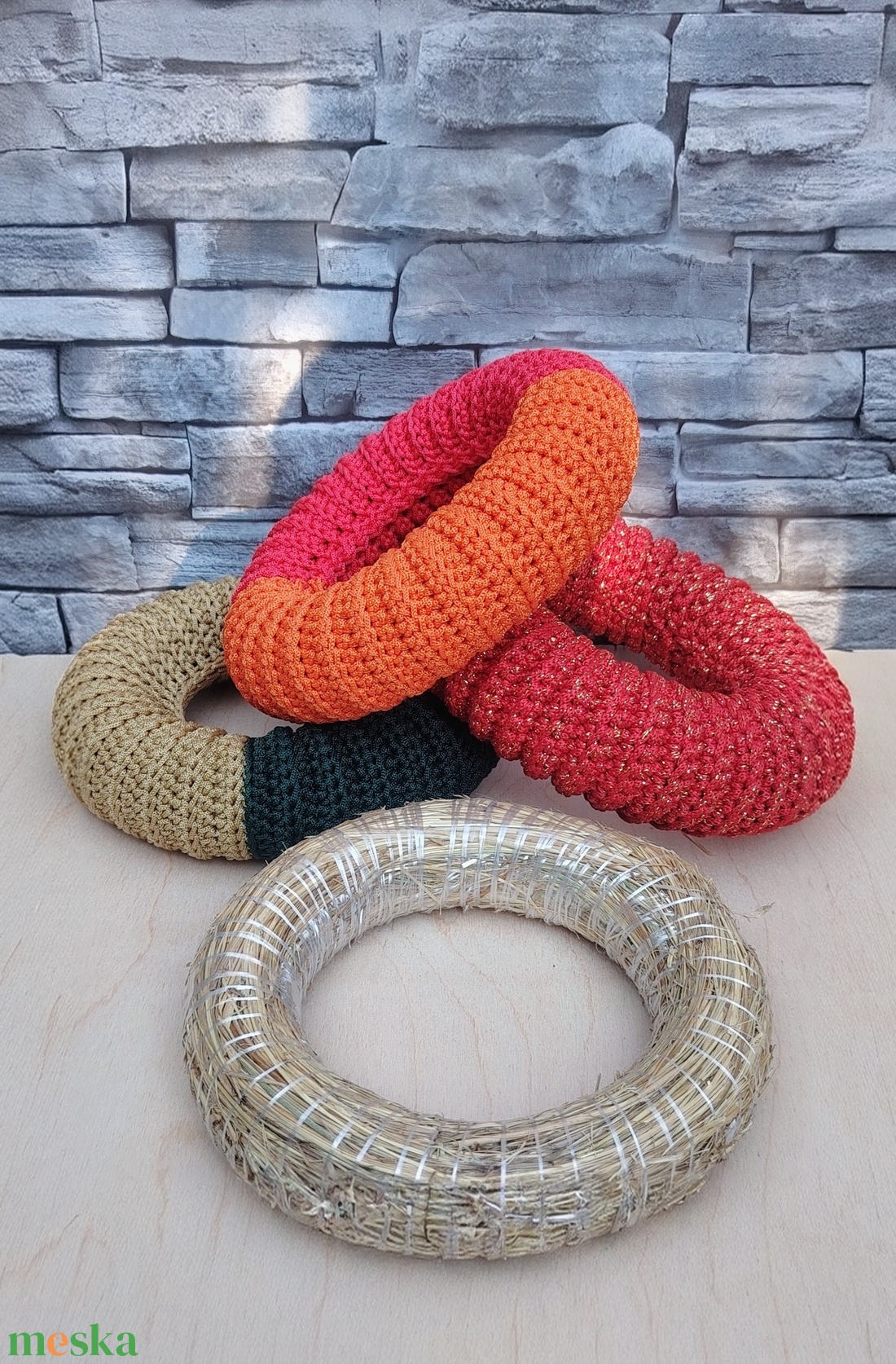 Horgolt őszi koszorú, ajtódísz alap (20 cm) / Autumnal crochet-covered wreath base - kellékek & szerszámok - dekorációs kellékek - koszorú, koszorúalap - Meska.hu Horgolt őszi koszorú, ajtódísz alap (20 cm) / Autumnal crochet-covered wreath base - kellékek & szerszámok - dekorációs kellékek - koszorú, koszorúalap - Meska.hu