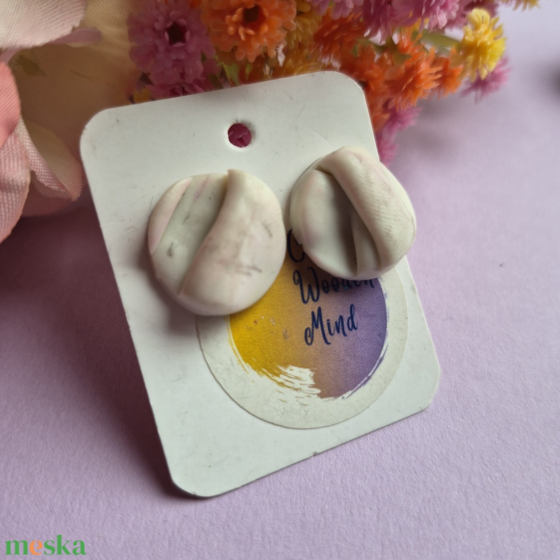 Bedugós gyűrt gyurma fülbevaló - ékszer - fülbevaló - pötty fülbevaló - Meska.hu