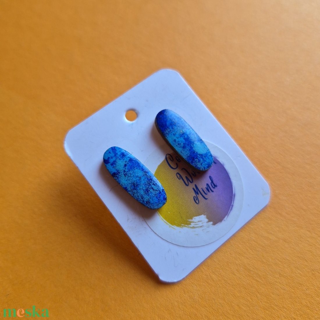 Kék fa bedugós fülbevaló  - ékszer - fülbevaló - pötty fülbevaló - Meska.hu