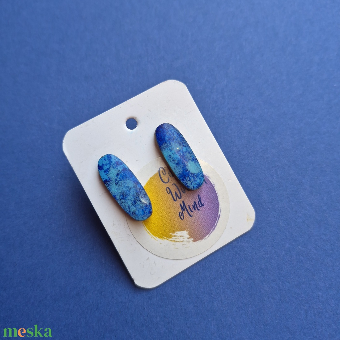 Kék fa bedugós fülbevaló  - ékszer - fülbevaló - pötty fülbevaló - Meska.hu