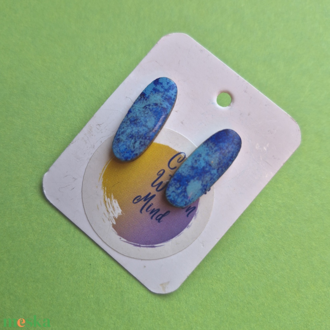 Kék fa bedugós fülbevaló  - ékszer - fülbevaló - pötty fülbevaló - Meska.hu