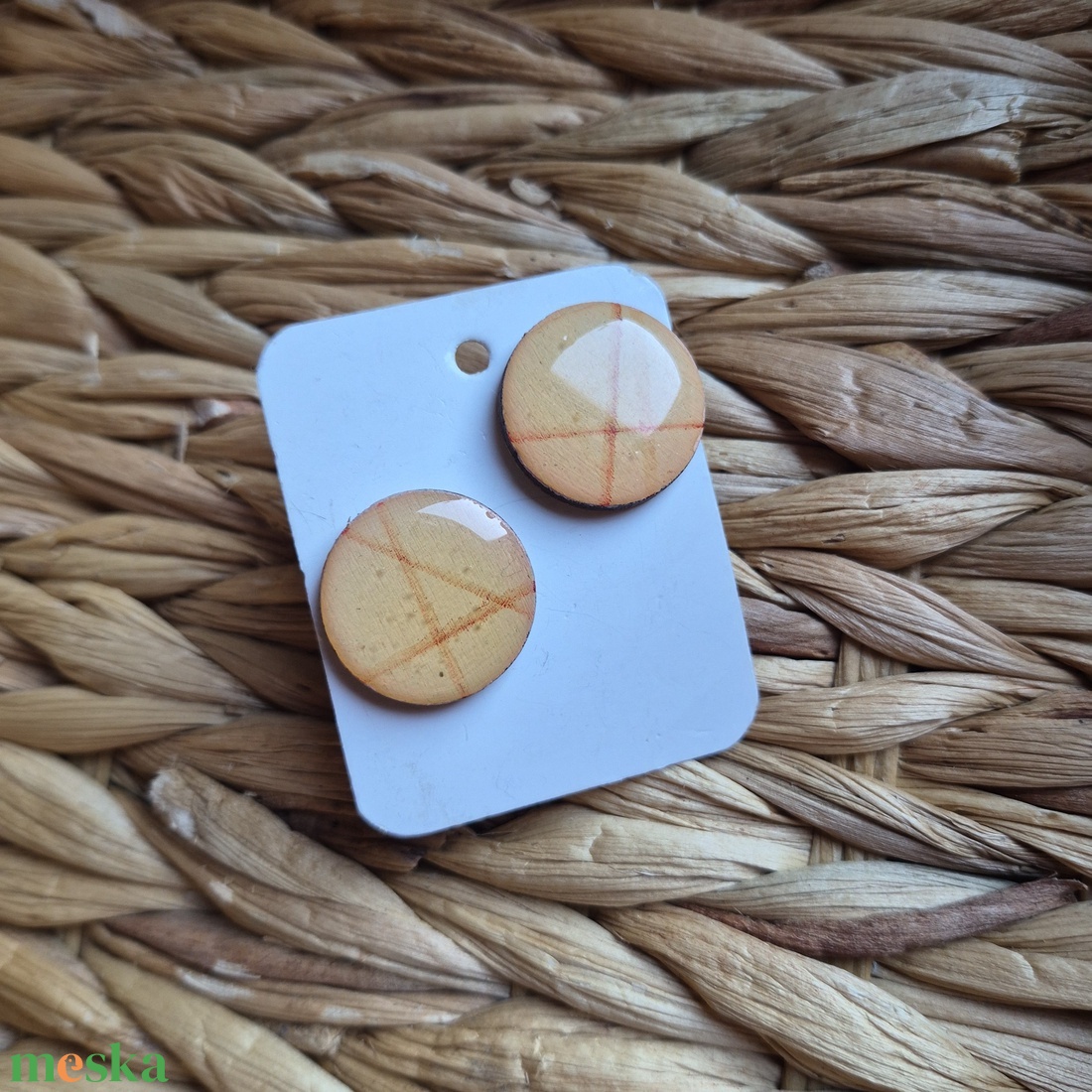 Bézs absztrakt fa fülbevaló - ékszer - fülbevaló - lógó fülbevaló - Meska.hu