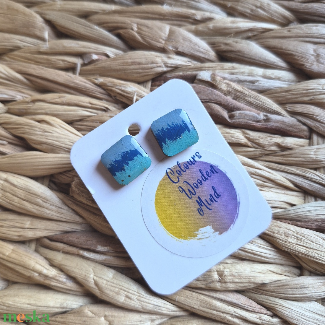 Kicsi kék fa bedugós fülbevaló  - ékszer - fülbevaló - pötty fülbevaló - Meska.hu