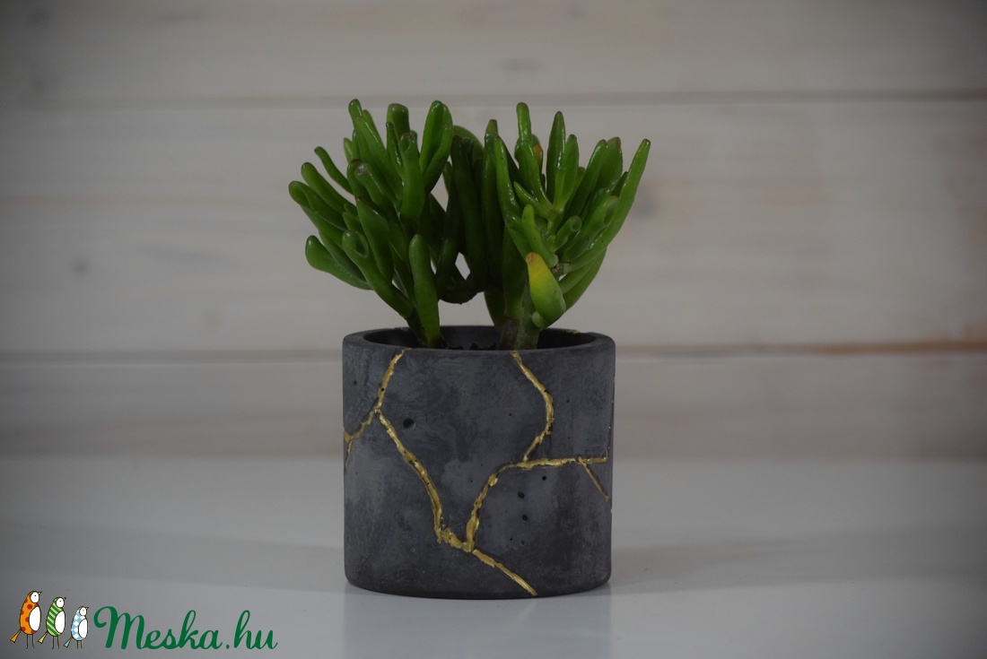 Kintsugi Effect Cementkerámia Kaspó, kaktusz, szukkulens növény számára, minimal dekor, indusztriál - otthon & életmód - dekoráció - virágdísz és tartó - cserép & kaspó - Meska.hu
