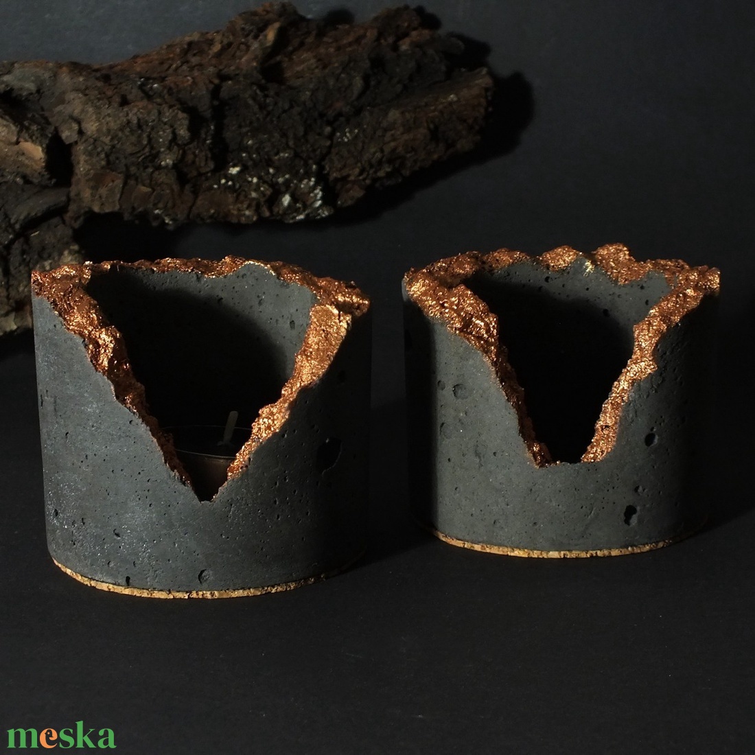 Rusztik Mécsestartó Szett Bronz Beton Dekoráció, Ajándék, Indusztriál Dekor - otthon & életmód - gyertya, illat, aroma - mécses és mécsestartó - Meska.hu