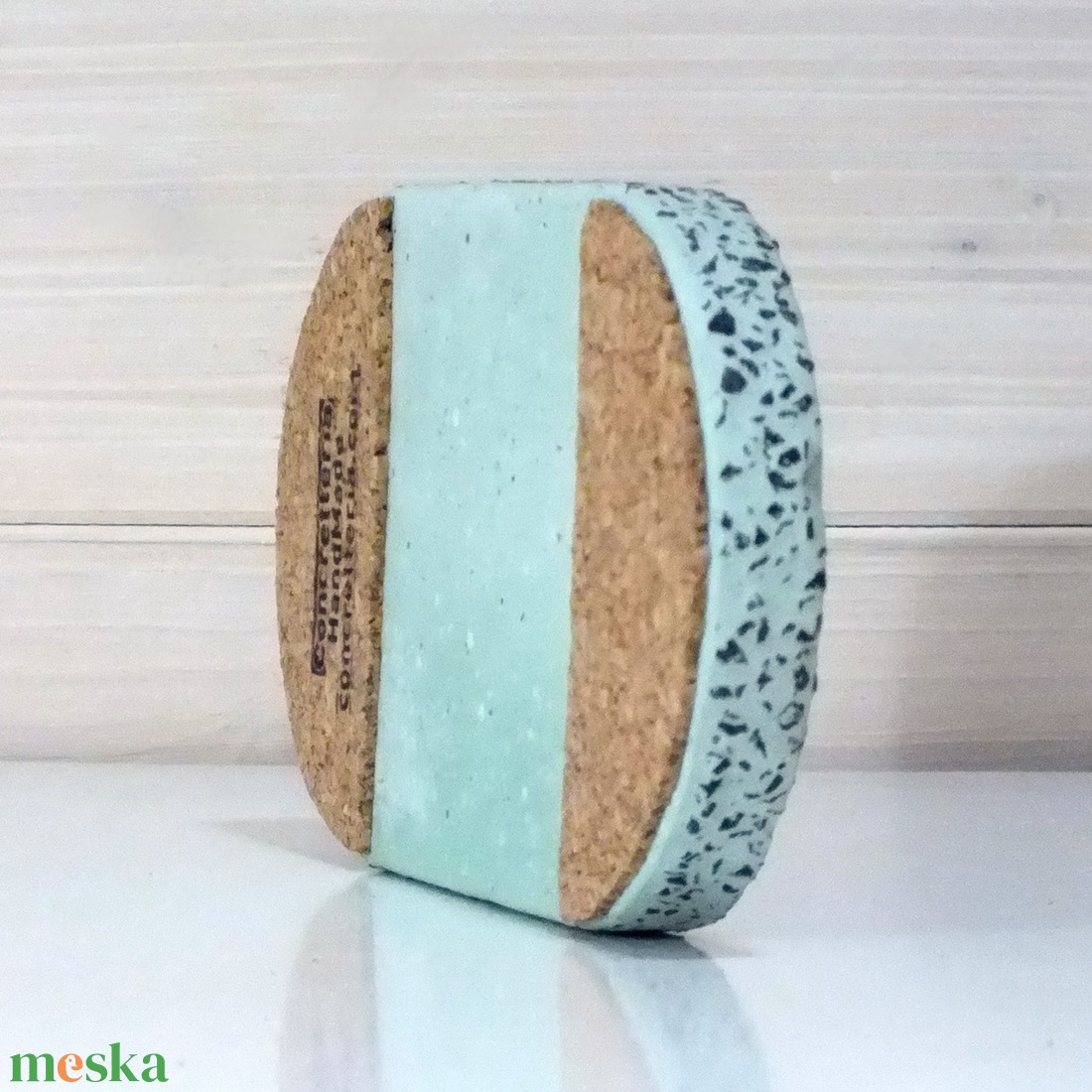 Terrazzo Oval Dekor Betontálca Zöld   Modern dekor, indusztriál, Ékszer tálca,  fürdőszobai tálca, Gyertya tálca - otthon & életmód - konyhafelszerelés, tálalás - tálalás - tálca - Meska.hu