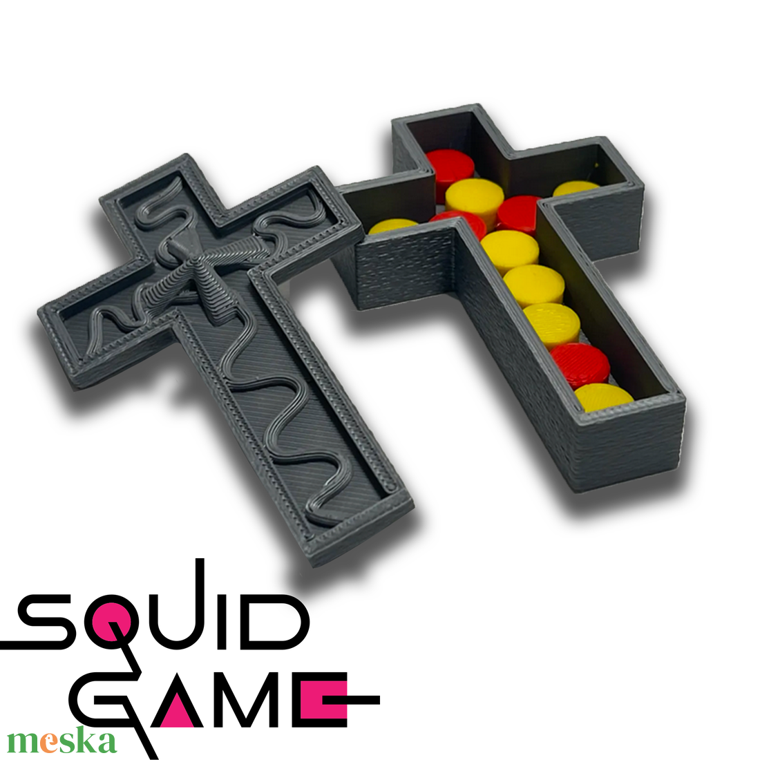Squid Game Tanos Kereszt Nyaklánca 3D Nyomtatóval Készült Dísz Levehető Fedéllel - esküvő - ékszer - karkötő & csuklódísz - Meska.hu