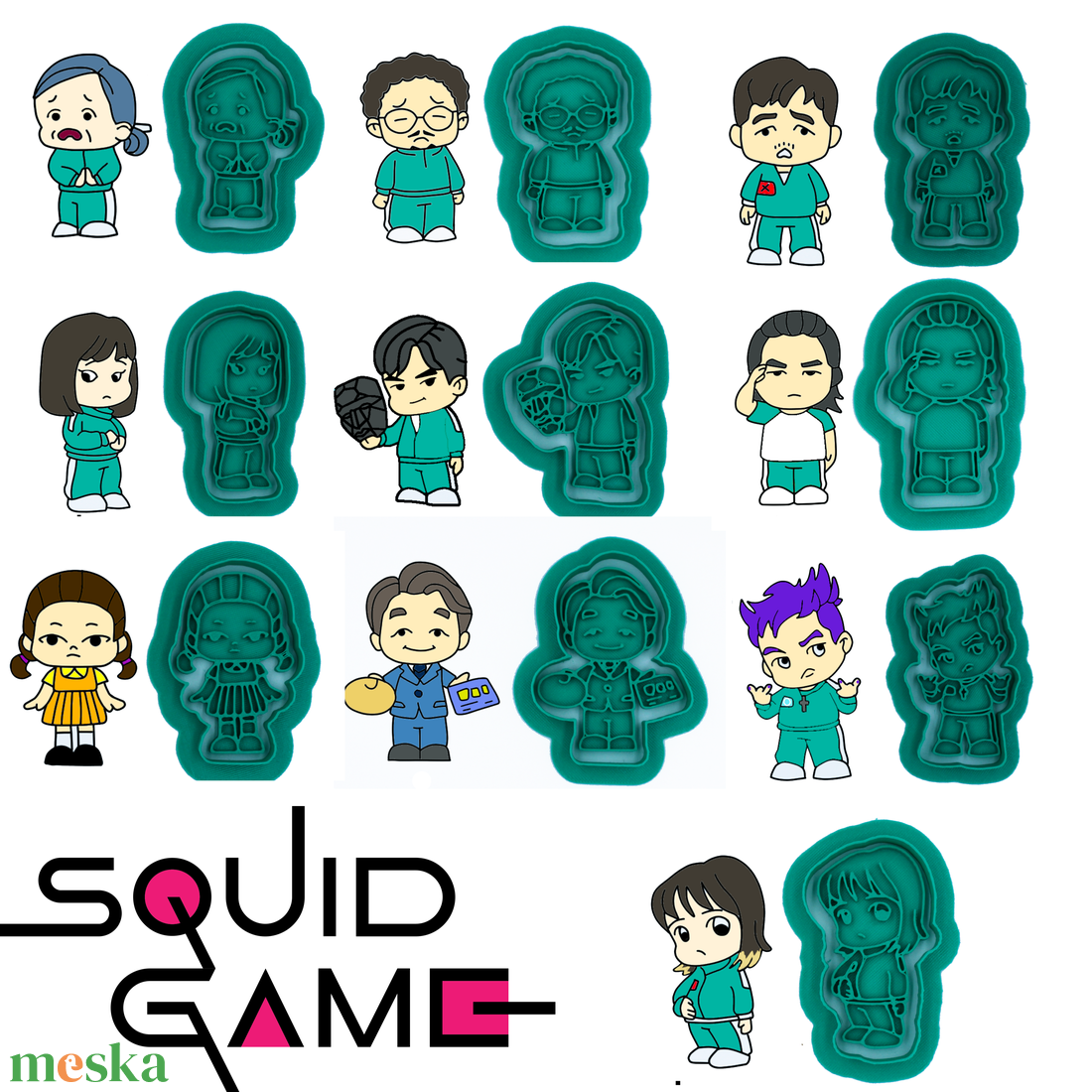 Squid Game Sorozat Karakterek Sütikiszúró Készlet - otthon & életmód - konyhafelszerelés, tálalás - sütés, főzés - sütikiszúró - Meska.hu Squid Game Sorozat Karakterek Sütikiszúró Készlet - otthon & életmód - konyhafelszerelés, tálalás - sütés, főzés - sütikiszúró - Meska.hu