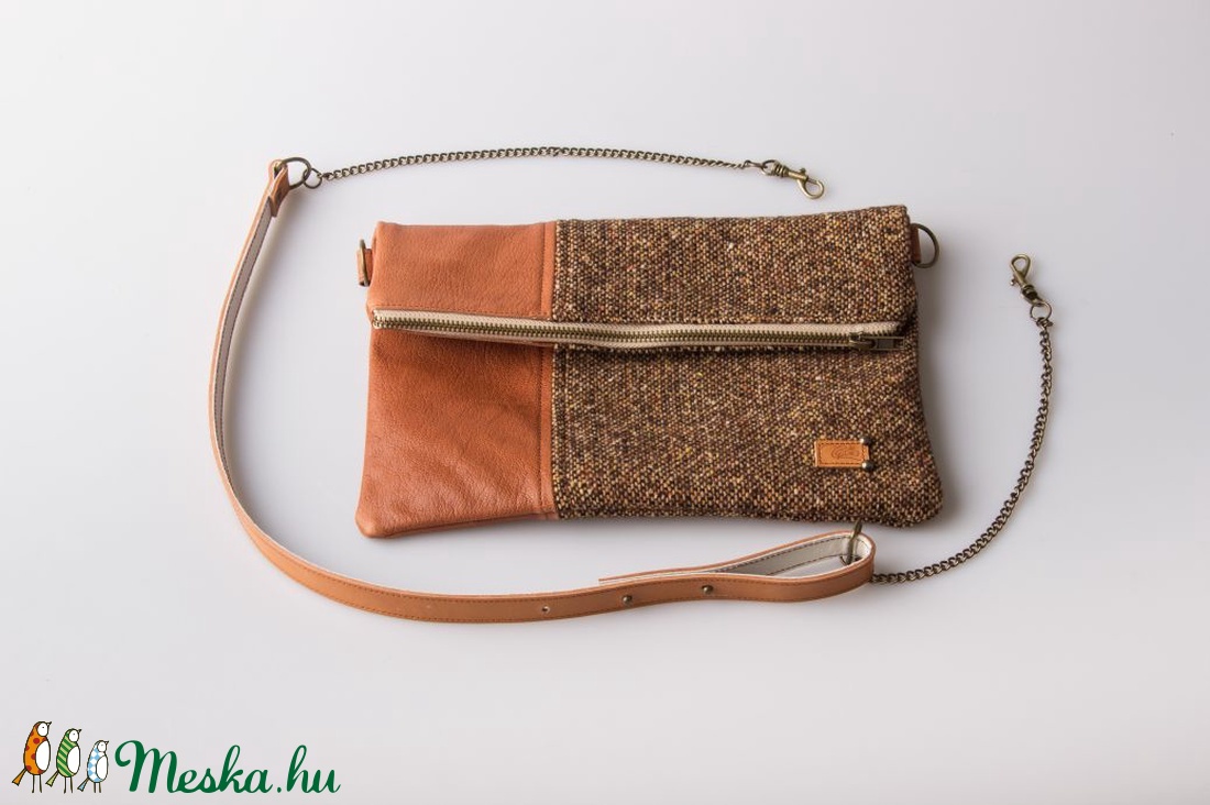 Light brownie - bőr és textil táska -  - Meska.hu