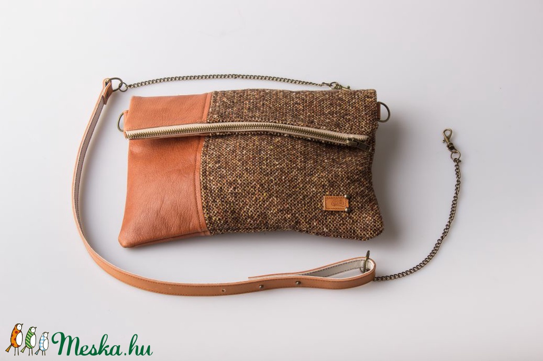 Light brownie - bőr és textil táska -  - Meska.hu