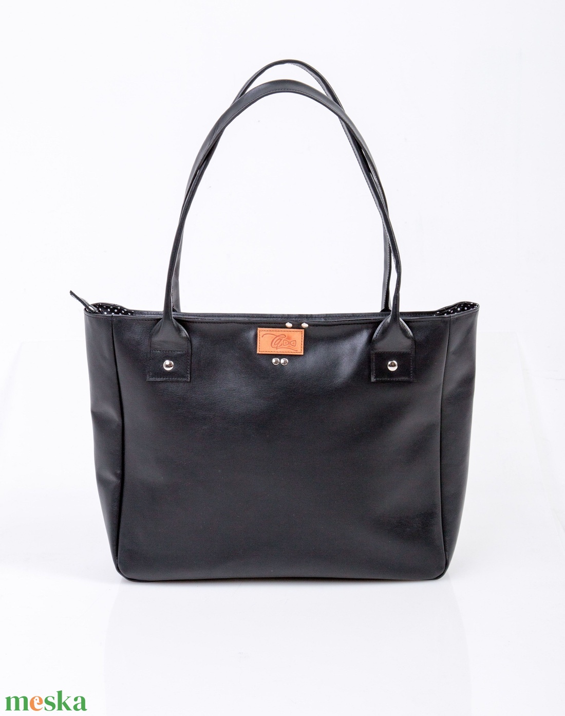 Black for work - marhabőr shopper - táska & tok - kézitáska & válltáska - nagy pakolós táska - Meska.hu