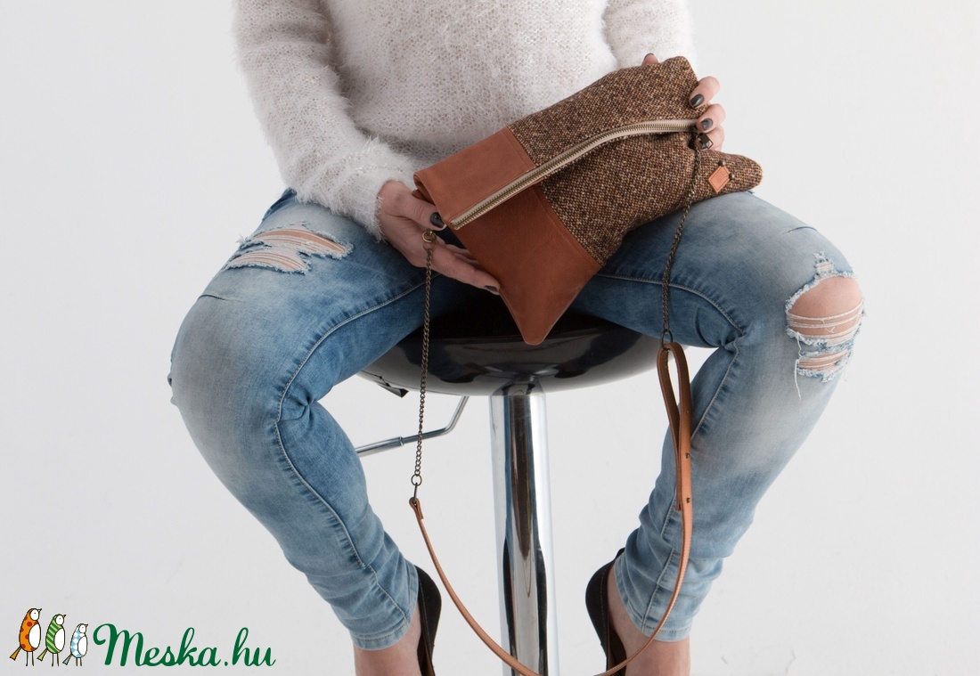 Light brownie - bőr és textil táska -  - Meska.hu