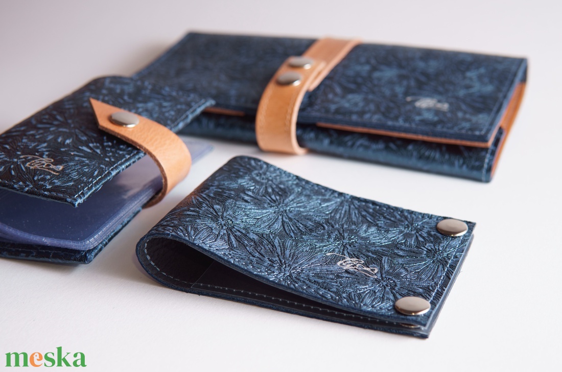 Wild flowers set - bőr tárca szett - táska & tok - pénztárca & más tok - aprópénztartó - Meska.hu