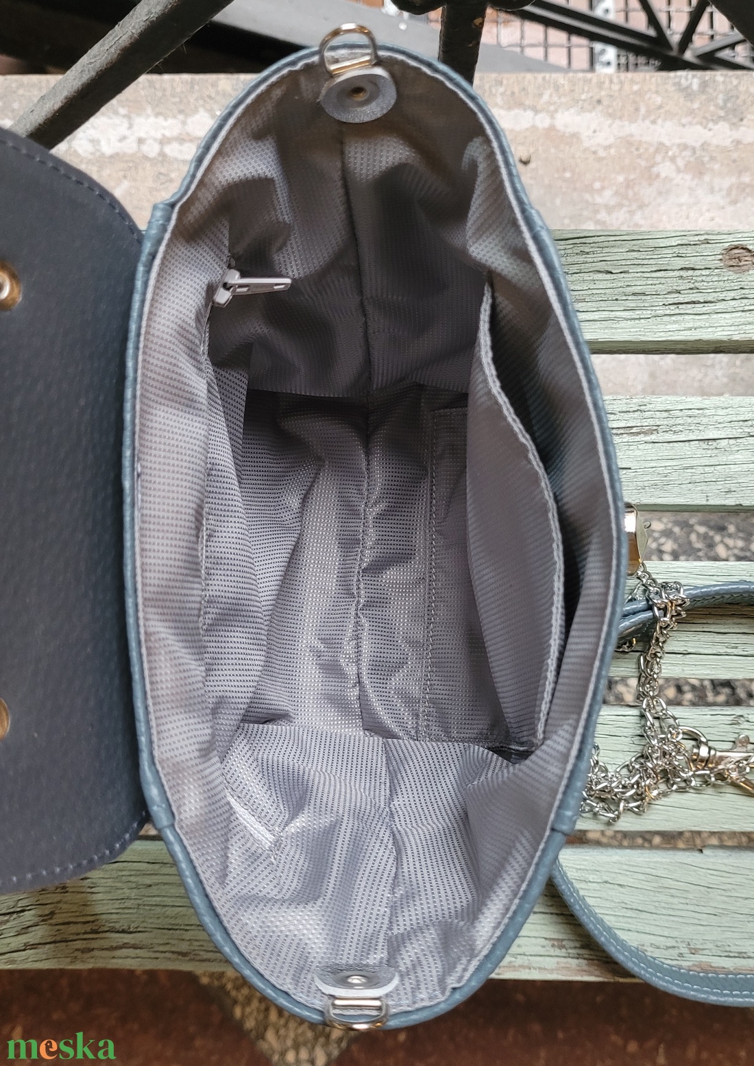 Utolsó darab Mini city steel blue - marhabőr válltáska - táska & tok - kézitáska & válltáska - válltáska - Meska.hu