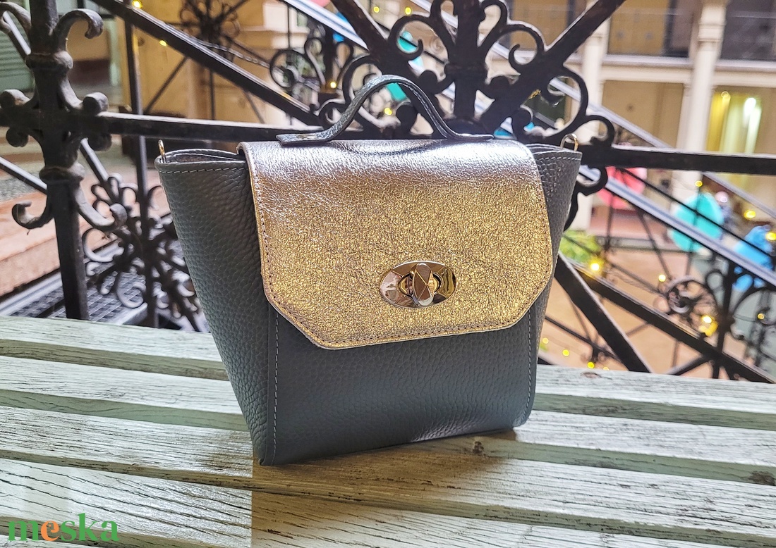 Utolsó darab Mini city steel blue - marhabőr válltáska - táska & tok - kézitáska & válltáska - válltáska - Meska.hu