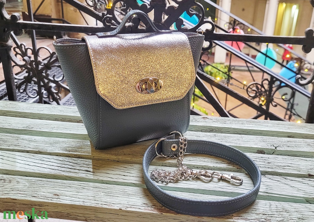 Utolsó darab Mini city steel blue - marhabőr válltáska - táska & tok - kézitáska & válltáska - válltáska - Meska.hu