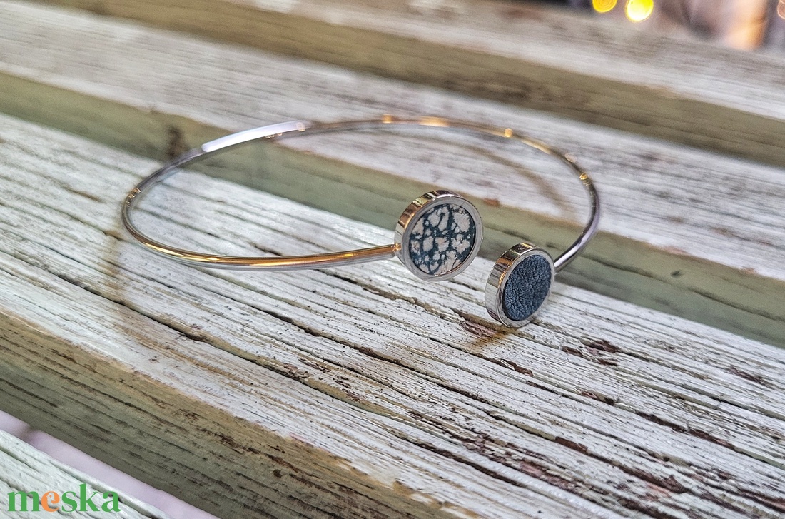 Double beauty 8 - bőr és nemesacél karkötő - ékszer - karkötő - karperec - Meska.hu