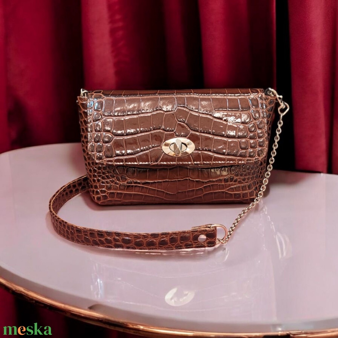 MINI Lusso - Brown crock - marhabőr válltáska - táska & tok - kézitáska & válltáska - vállon átvethető táska - Meska.hu MINI Lusso - Brown crock - marhabőr válltáska - táska & tok - kézitáska & válltáska - vállon átvethető táska - Meska.hu
