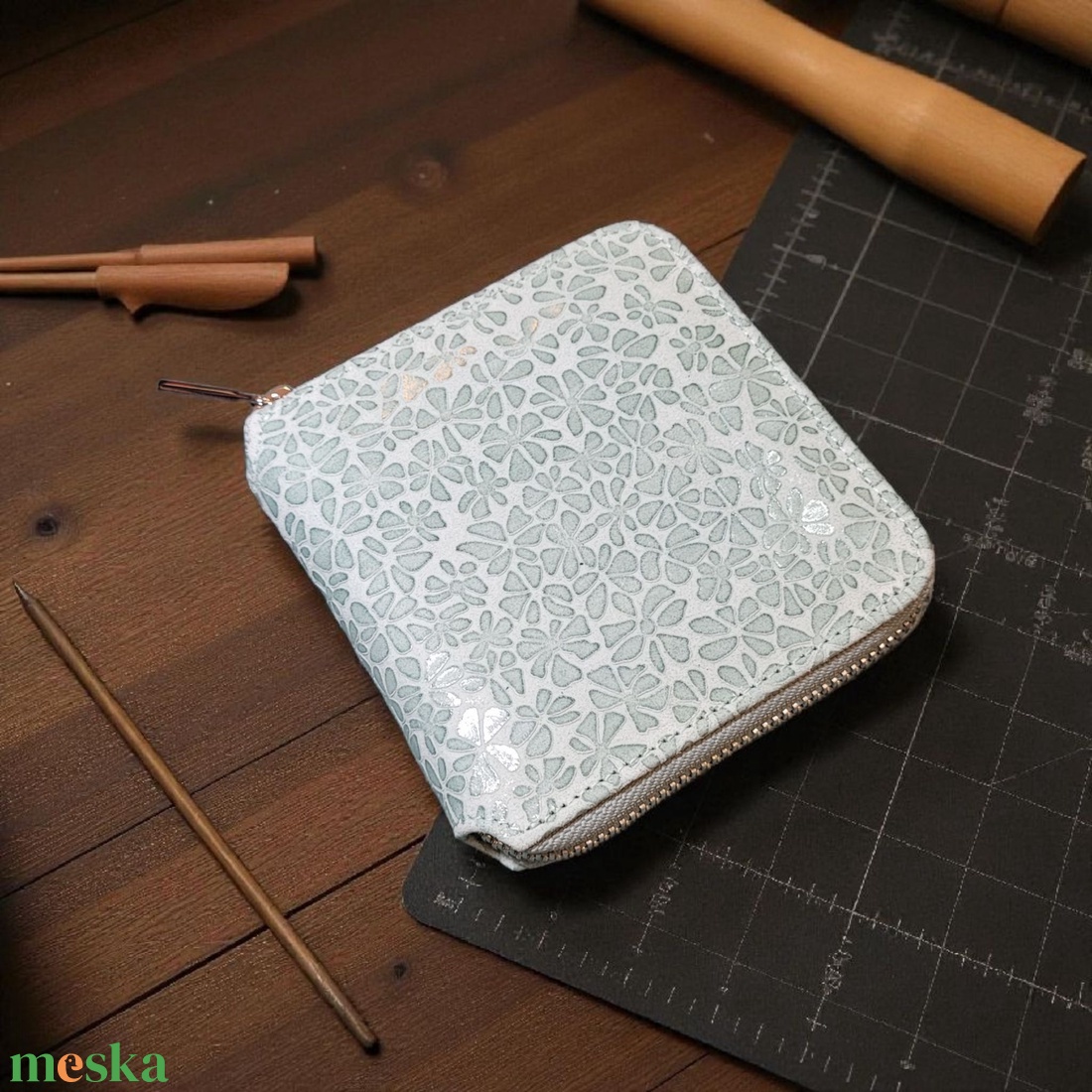 Mint flowery - mini tárca - táska & tok - pénztárca & más tok - pénztárca - női pénztárca - Meska.hu