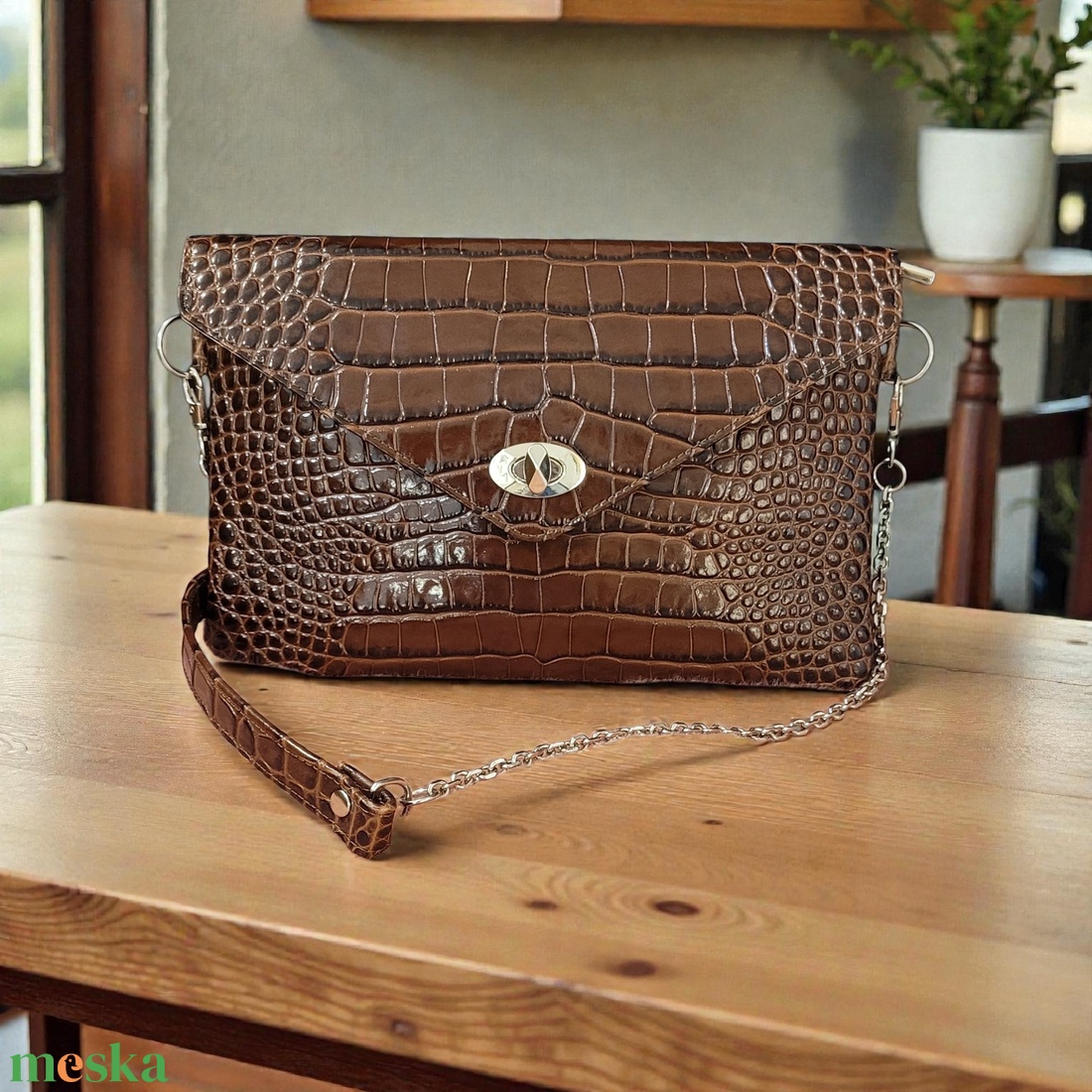 Dark brown crock - marhabőr táska - táska & tok - kézitáska & válltáska - alkalmi táska - Meska.hu