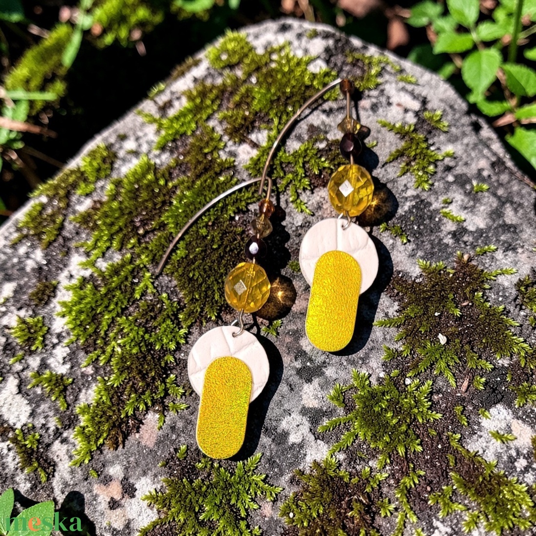 Paradisa collection 3 - bőr, gyöngy és nemesacél fülbevaló  - ékszer - fülbevaló - lógó fülbevaló - Meska.hu