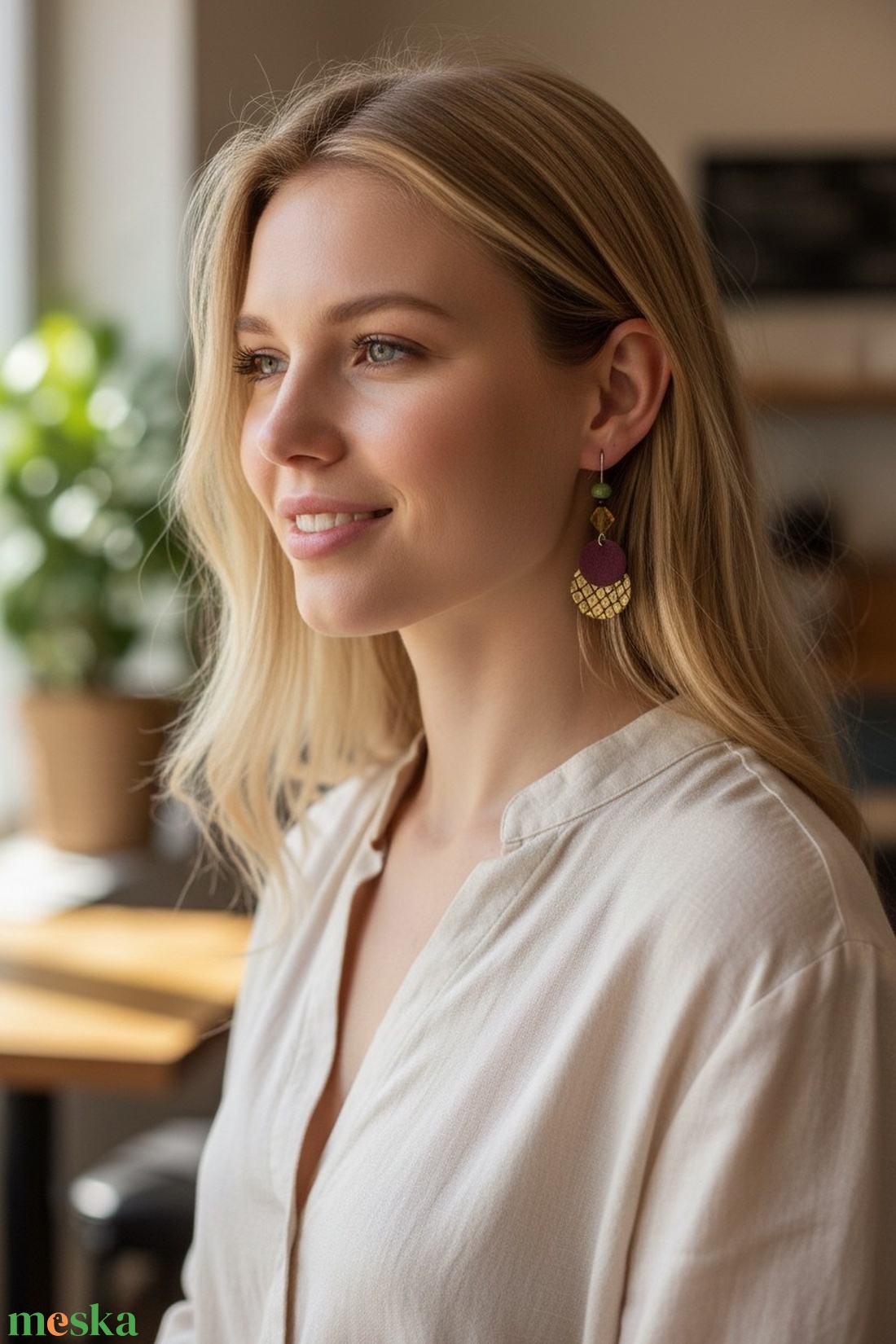 Paradisa collection 6 - bőr, gyöngy és nemesacél fülbevaló  - ékszer - fülbevaló - lógó fülbevaló - Meska.hu